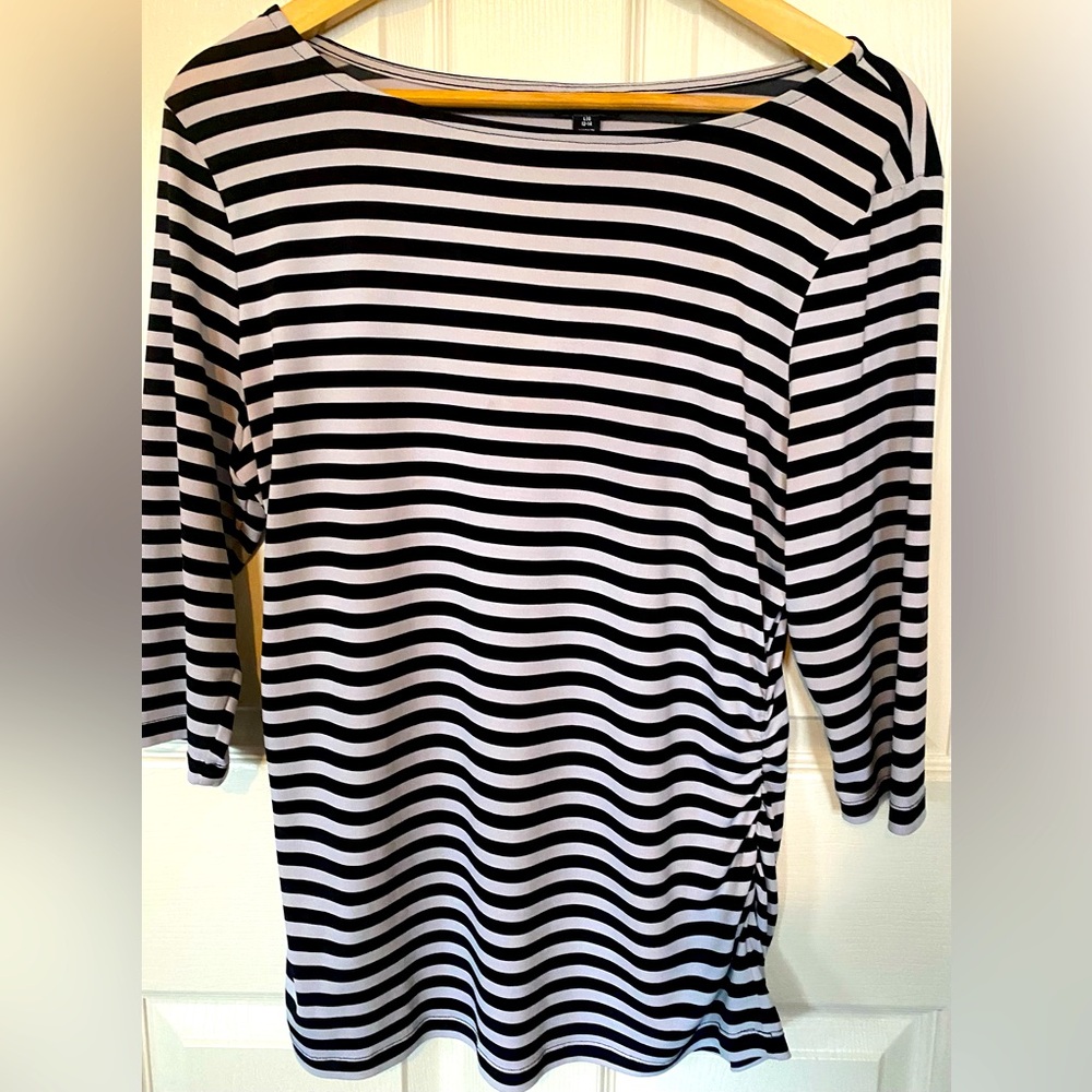 Black & White Striped Woman Top